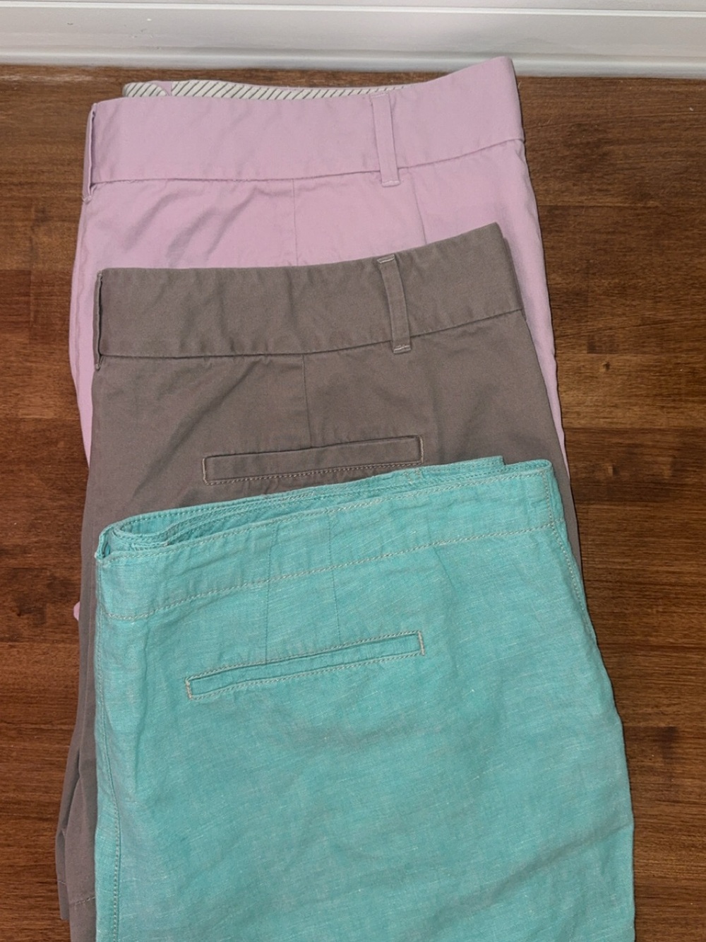 LOFT Cotton Chino Shorts in Pink, Brown & Aqua size 16